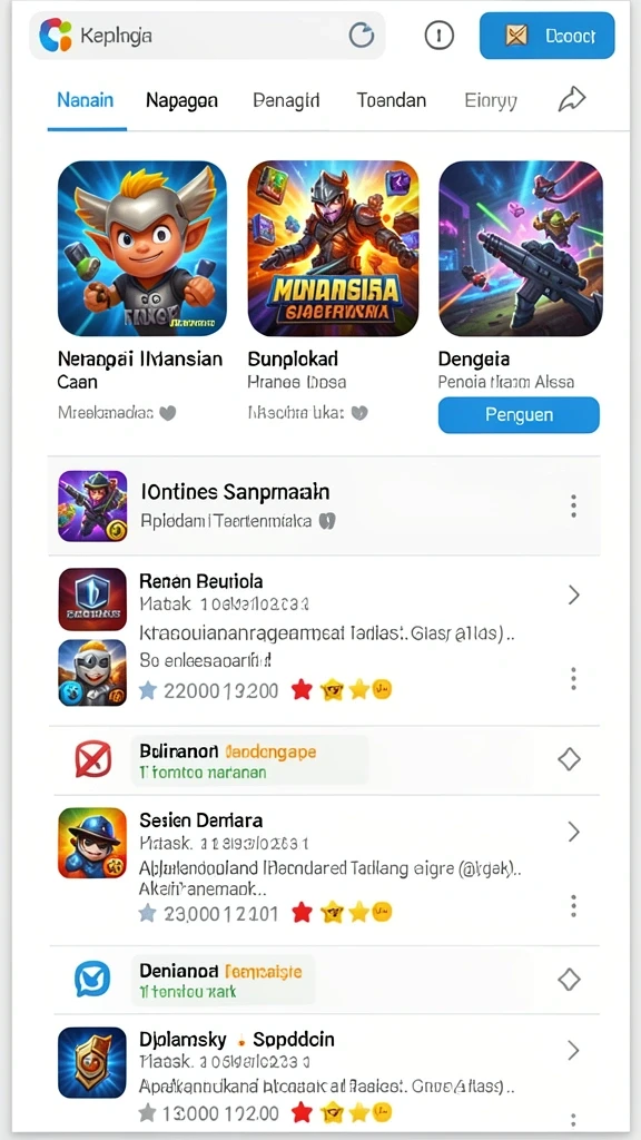 Berbagai jenis permainan menarik yang selalu tersedia.